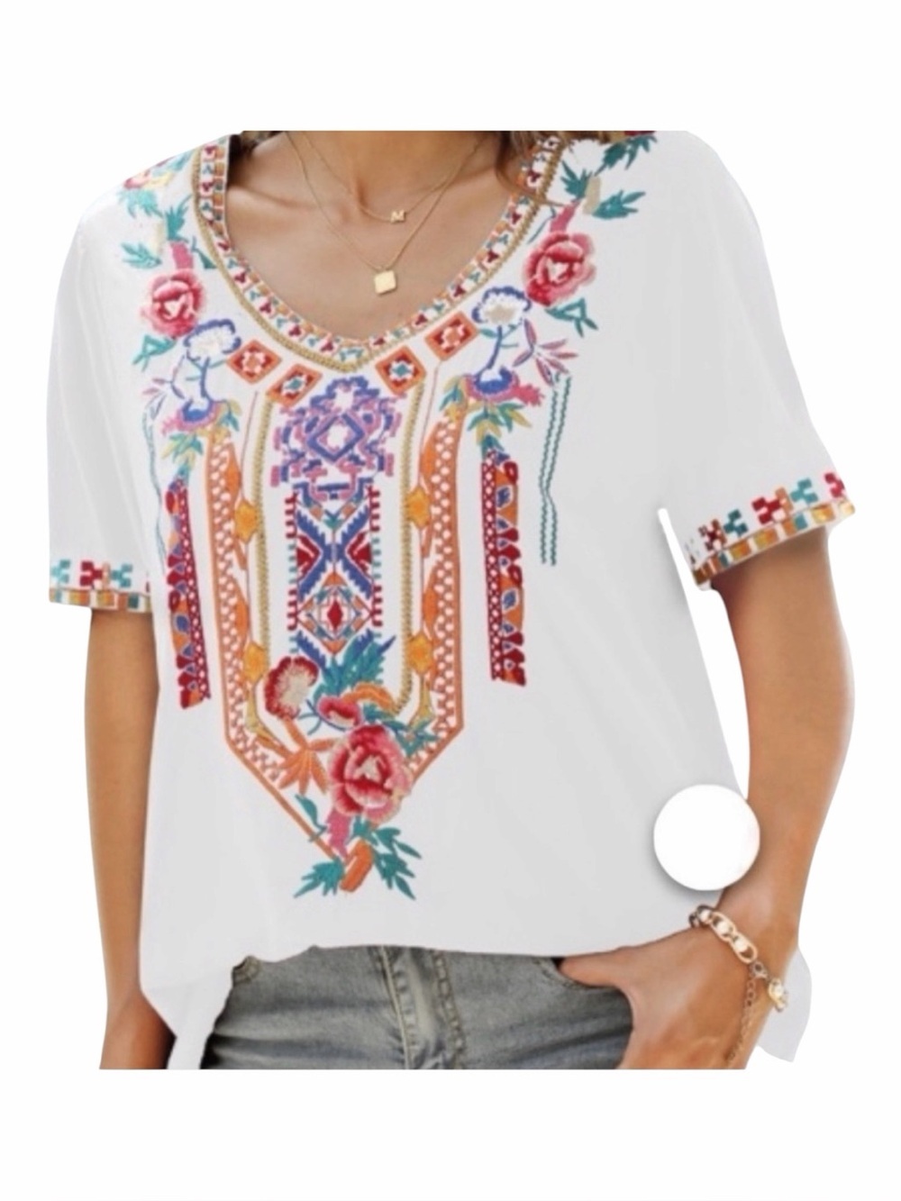 Laura Klein Boho Embroidered Blouse